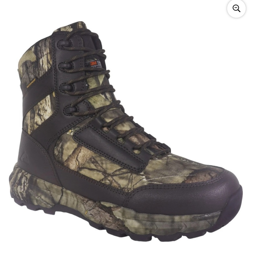 💜OzarkTrail Men’s Leather Mossy Oak 8” Waterproof Hiking,Hunting Boots,Size:10.5